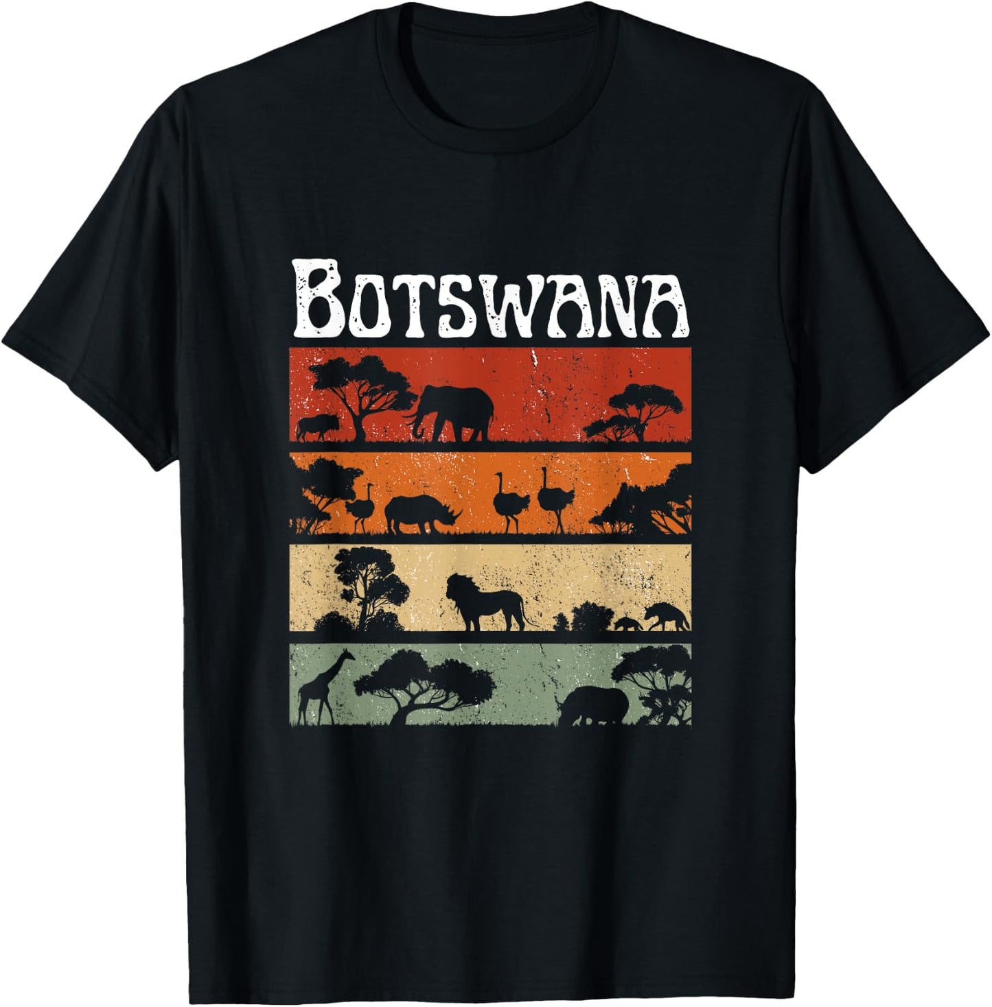 Retro Africa Botswana Safari Travel Botswana Tour T-Shirt - T-Shirt | Black