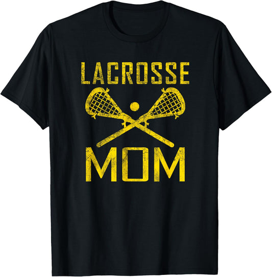 LAX Mom Lacrosse Mom Favorite Player Mother's Day Gold T-Shirt - T-Shirt | Black