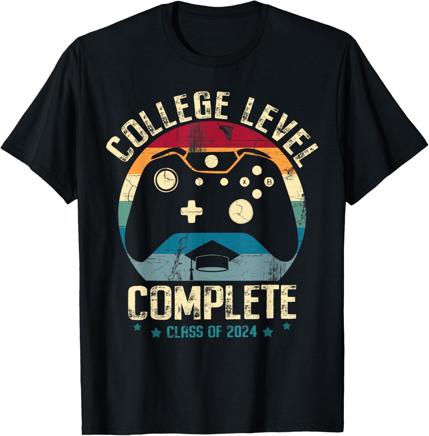 College Level Complete Class of 2024 Gamer Graduation Grad T-Shirt - T-Shirt | Black