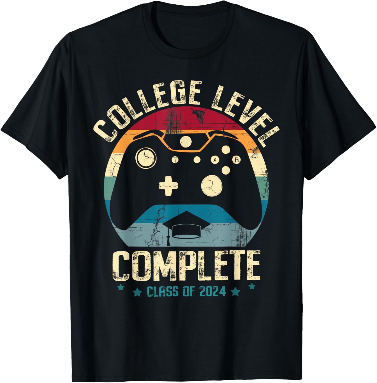 College Level Complete Class of 2024 Gamer Graduation Grad T-Shirt - T-Shirt | Black