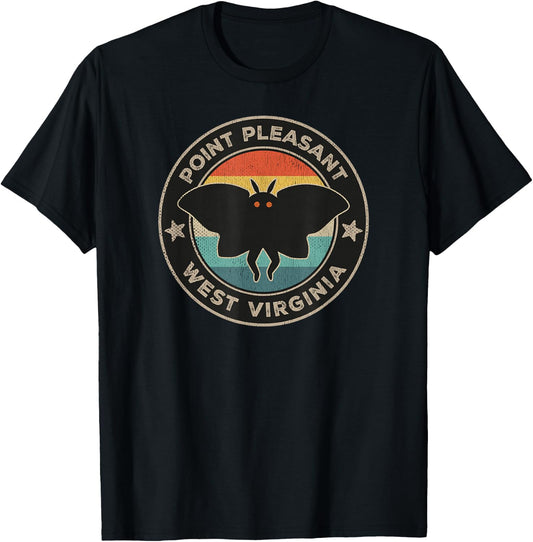 Point Pleasant WV Cryptids Cryptozoology Retro Funny Mothman T-Shirt - T-Shirt | Black