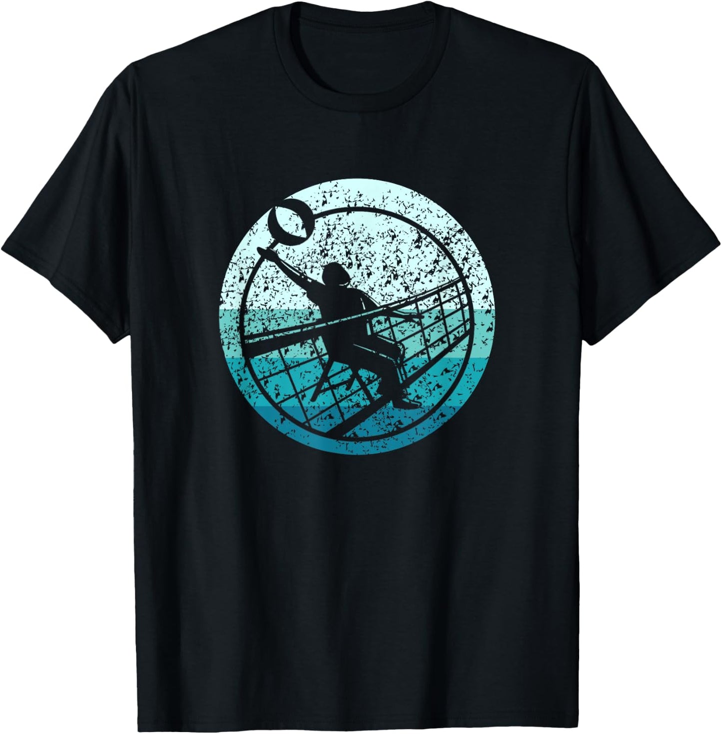 Retro Vintage Volleyballer Design Chair Volleyball T-Shirt - T-Shirt | Black