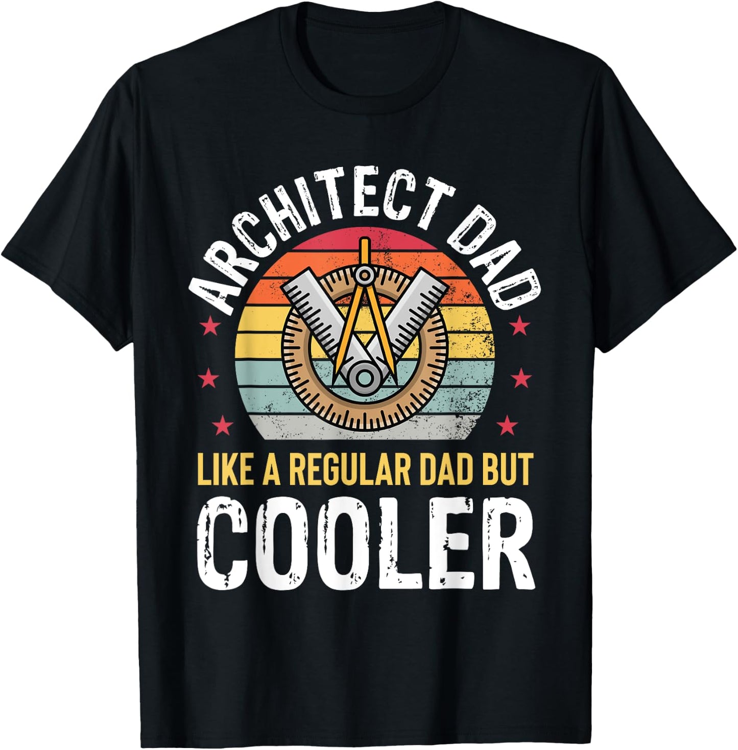 Architect Dad Architecture Engineer Father Retro Funny T-Shirt - T-Shirt | Black