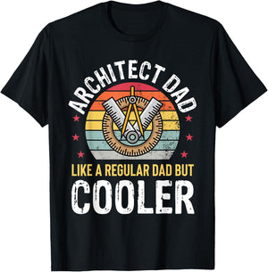 Architect Dad Architecture Engineer Father Retro Funny T-Shirt - T-Shirt | Black