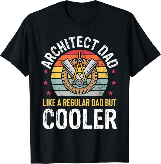 Architect Dad Architecture Engineer Father Retro Funny T-Shirt - T-Shirt | Black
