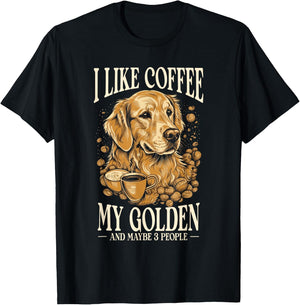 Coffee And Dogs Golden Retriever Mom And Dad T-Shirt - T-Shirt | Black