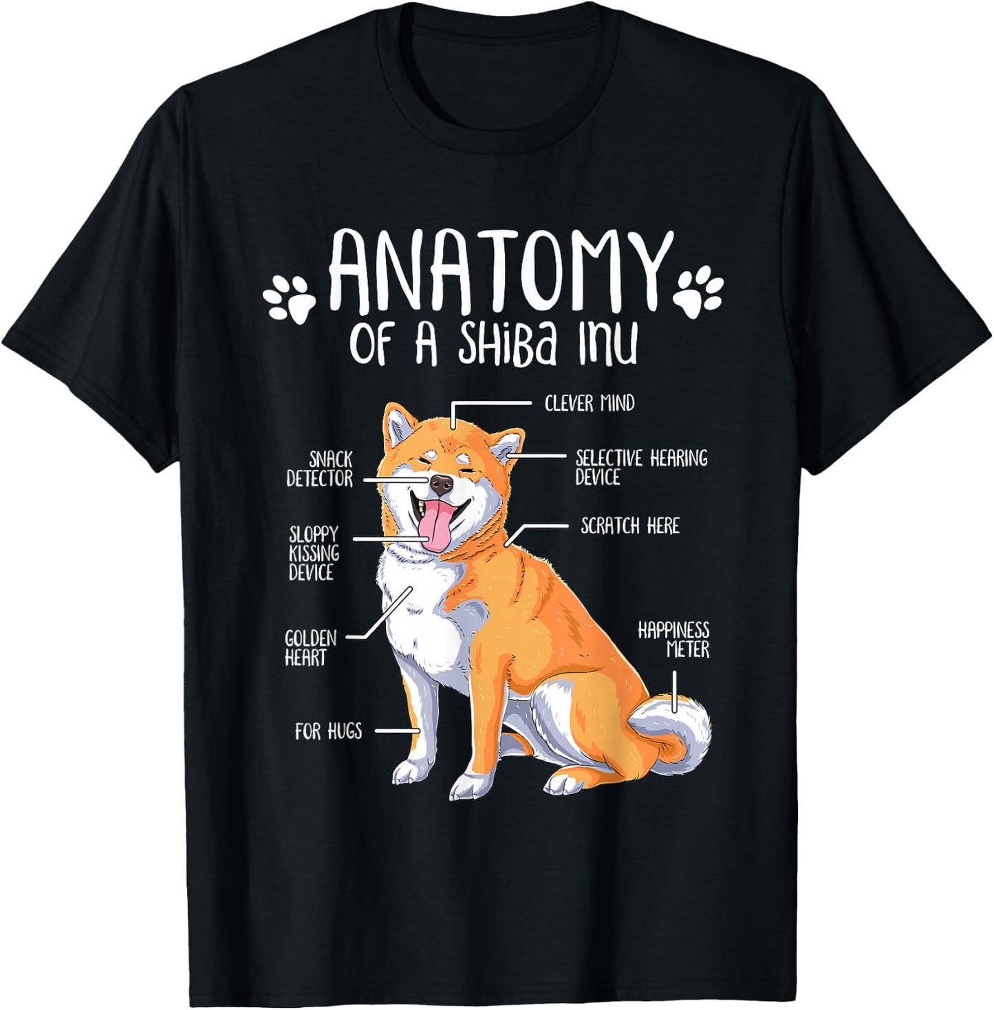 Funny Anatomy of a Shiba Inu Dog Lover Cute Shiba Inu T-Shirt - T-Shirt | Black