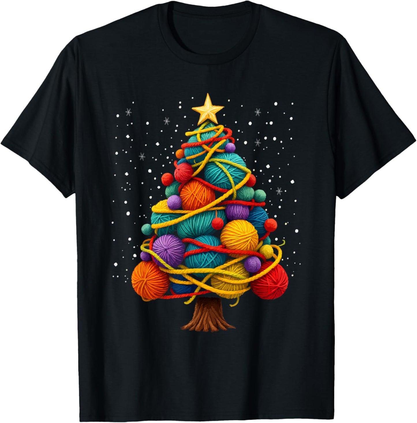 Yarn Christmas Tree Crochet Knitting Quilter Sewing T-Shirt - T-Shirt | Black