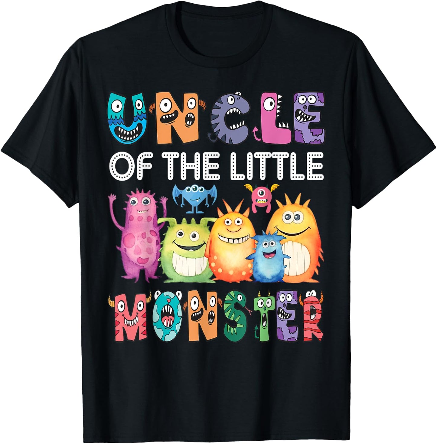 Uncle Of The Little Monster Kids 1St Birthday Party T-Shirt - T-Shirt | Black