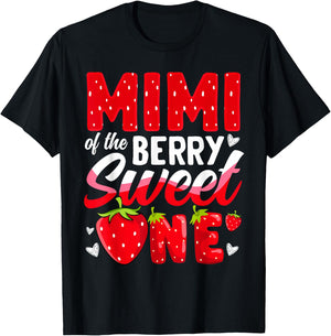Mimi Of The Berry Sweet One Strawberry 1st Birthday T-Shirt - T-Shirt | Black