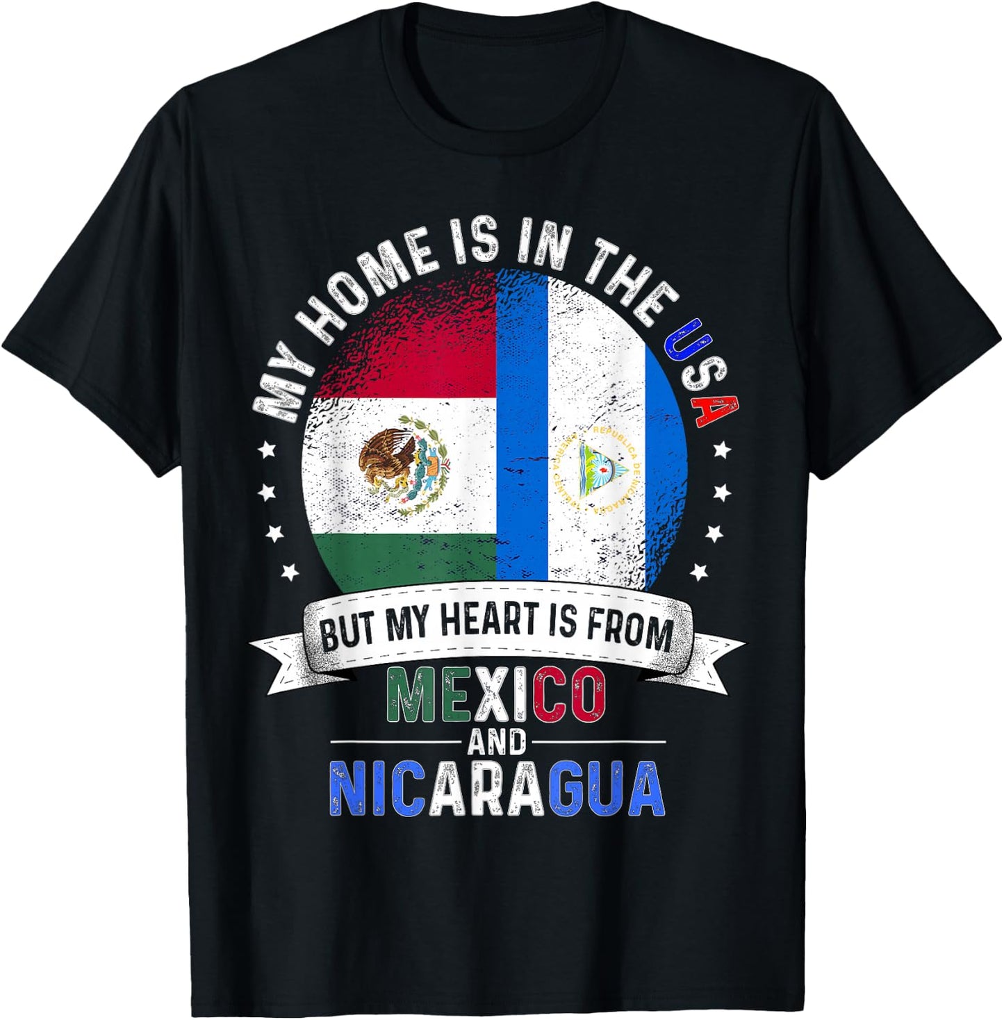 American Mexican Nicaraguan Flags USA Mexico Nicaragua T-Shirt - T-Shirt | Black