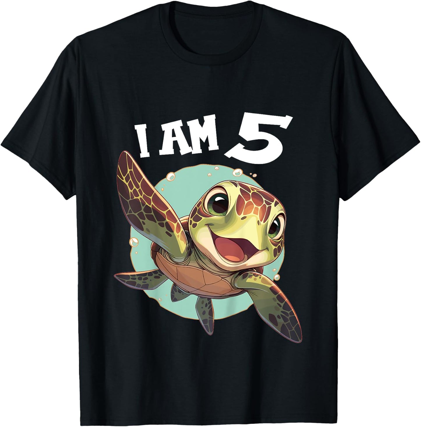 Kids 5 Years old 5 birthday Sea Turtles Boy Girl Sea Turtle T-Shirt - T-Shirt | Black