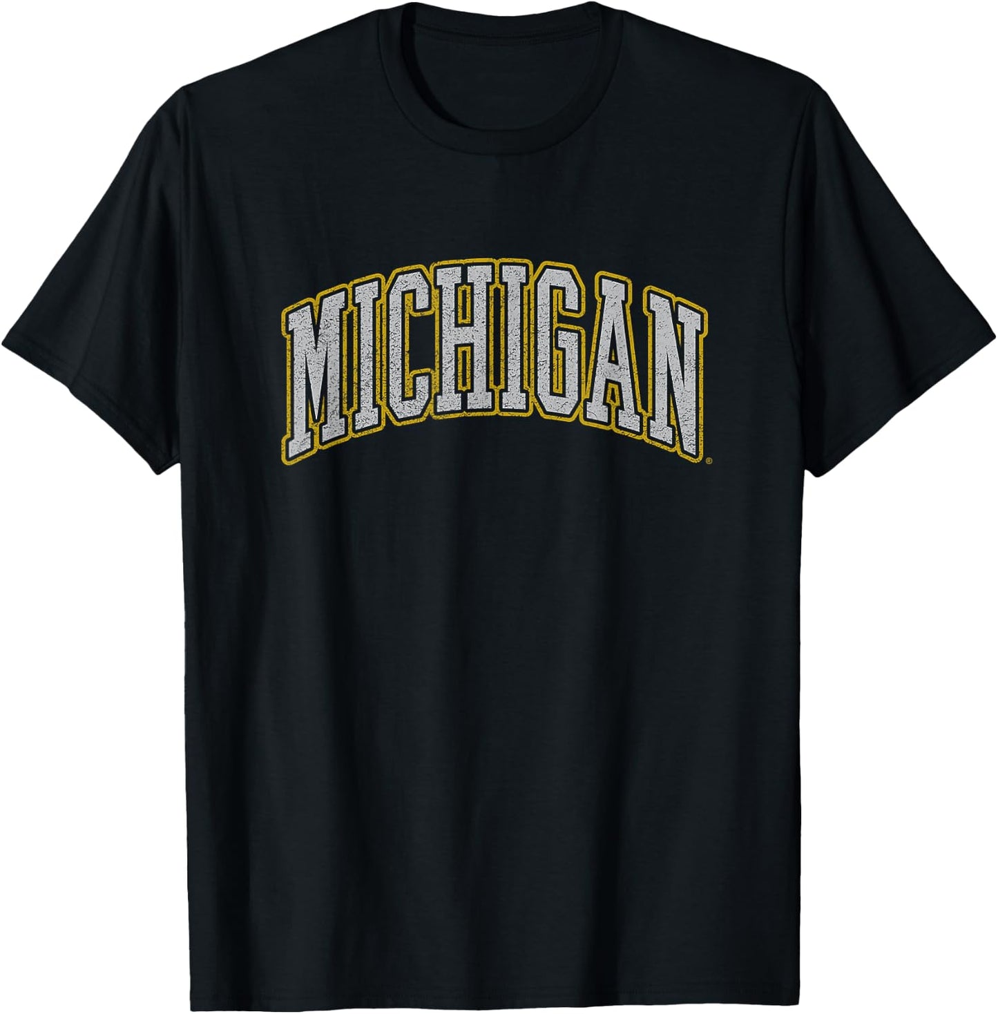 University of Michigan Wolverines U of M Distressed School T-Shirt - T-Shirt | Black