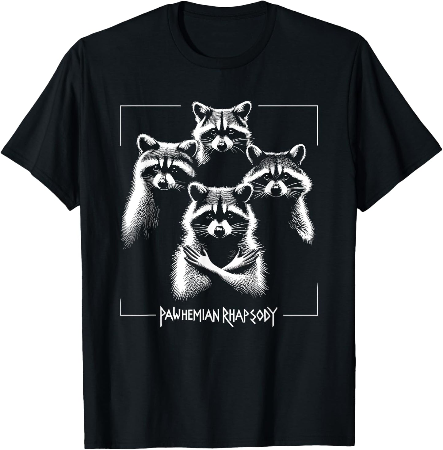 Retro Raccoon Rock Music Concert Band Novelty Funny Raccoon T-Shirt - T-Shirt | Black