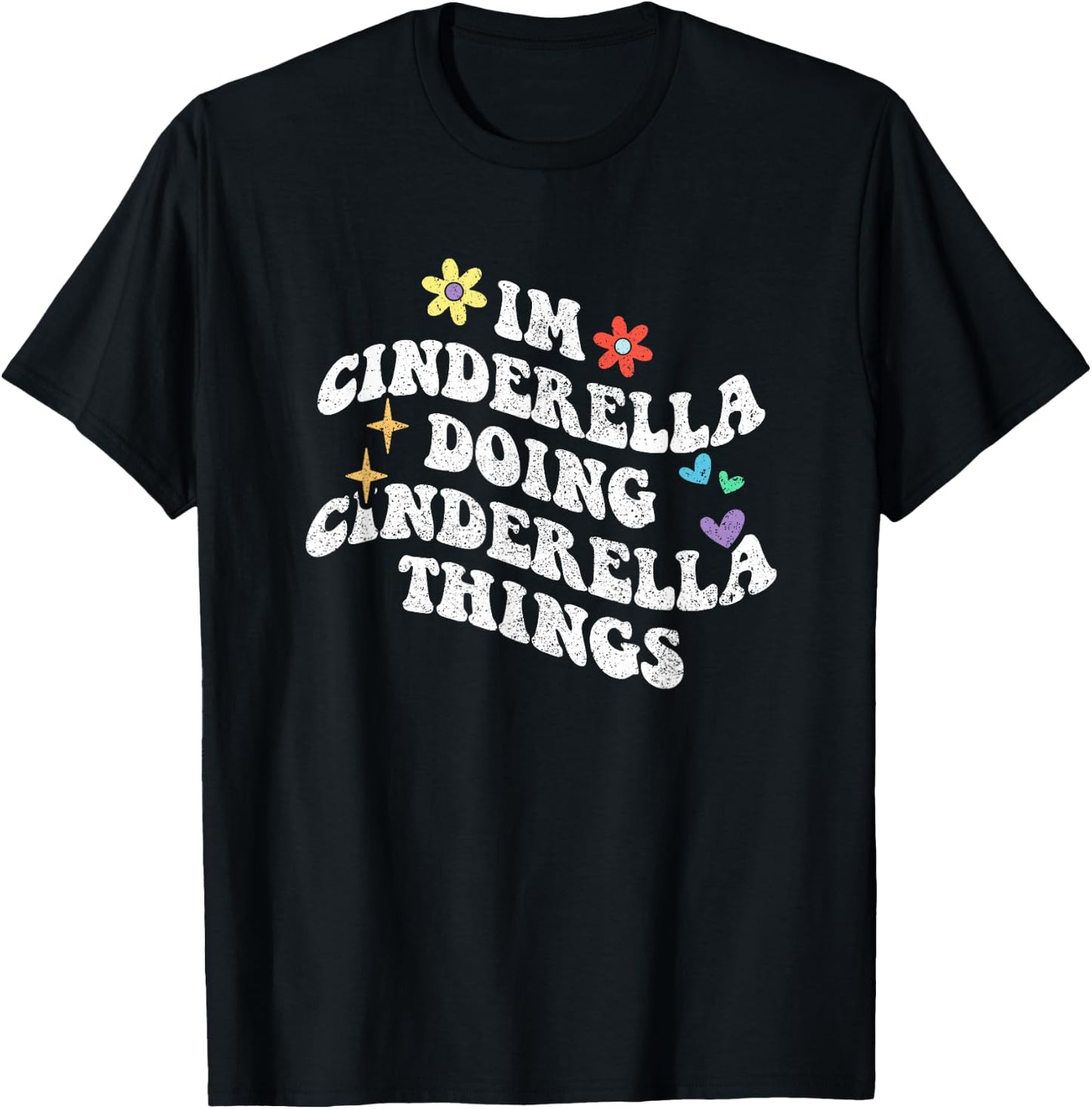 Personalized Name Mothers Day outfit Retro Groovy Im Cinderella Doing Cinderella Things Funny T-Shirt - T-Shirt | Black