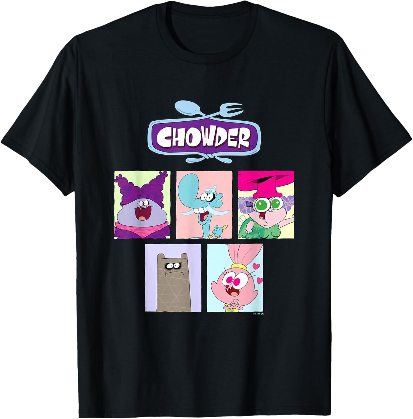Chowder Main Characters Box Panels Collage T-Shirt - T-Shirt | Black
