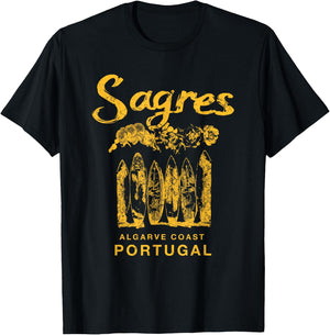 Portugal Sagres Surfing Retro T-Shirt - T-Shirt | Black