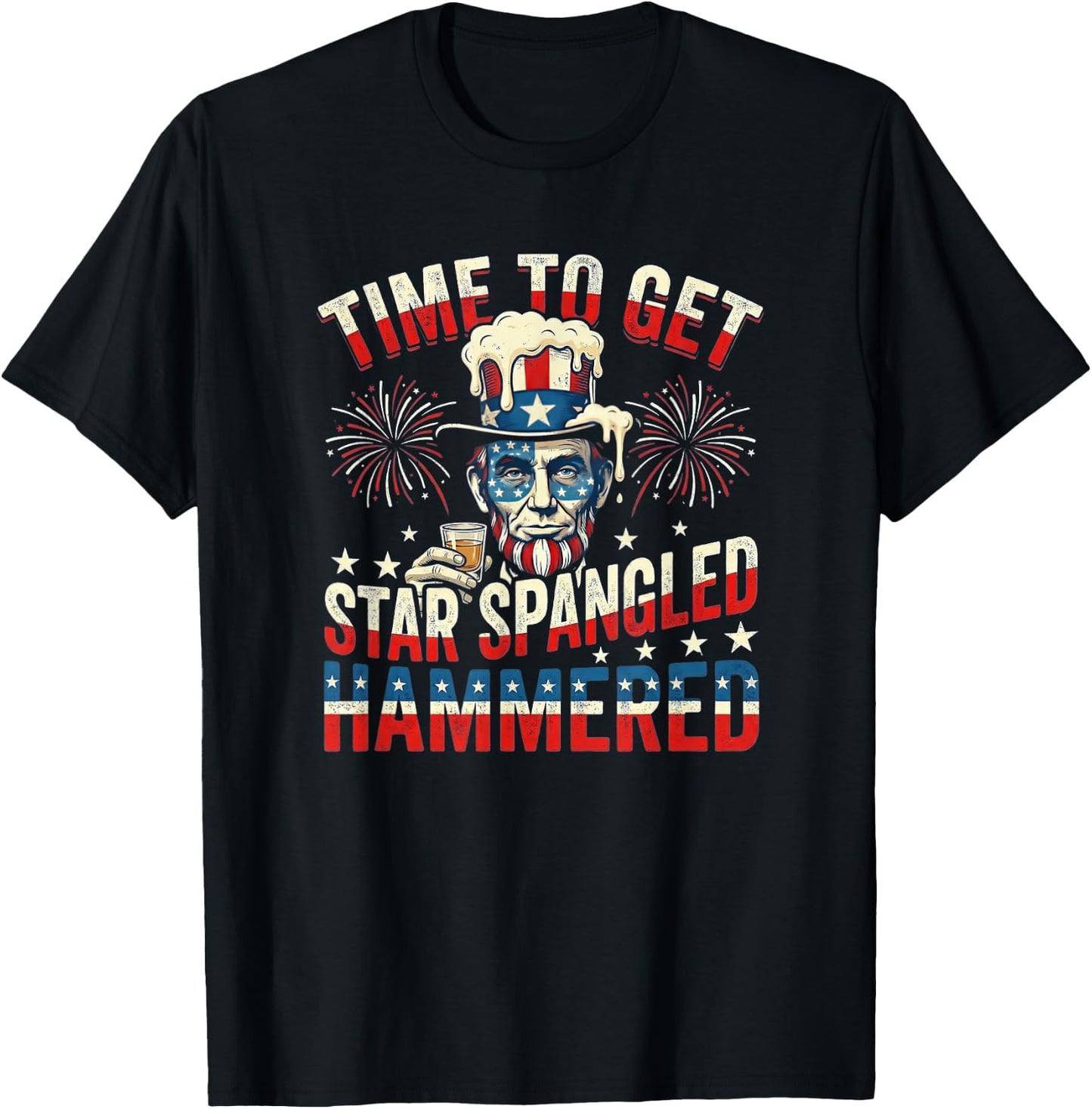 Time to Get Star Spangled Hammered 4th of July T-Shirt - T-Shirt | Black