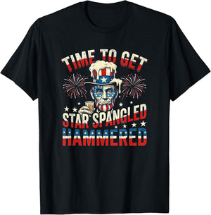 Time to Get Star Spangled Hammered 4th of July T-Shirt - T-Shirt | Black