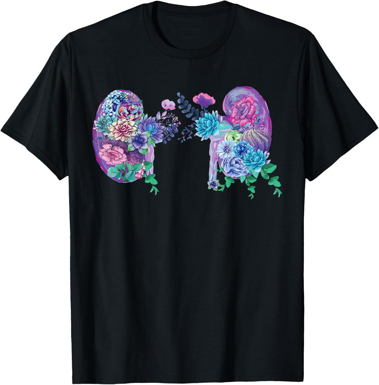 Succulent Kidney Floral Anatomical Kidneys Medical Anatomy T-Shirt - T-Shirt | Black