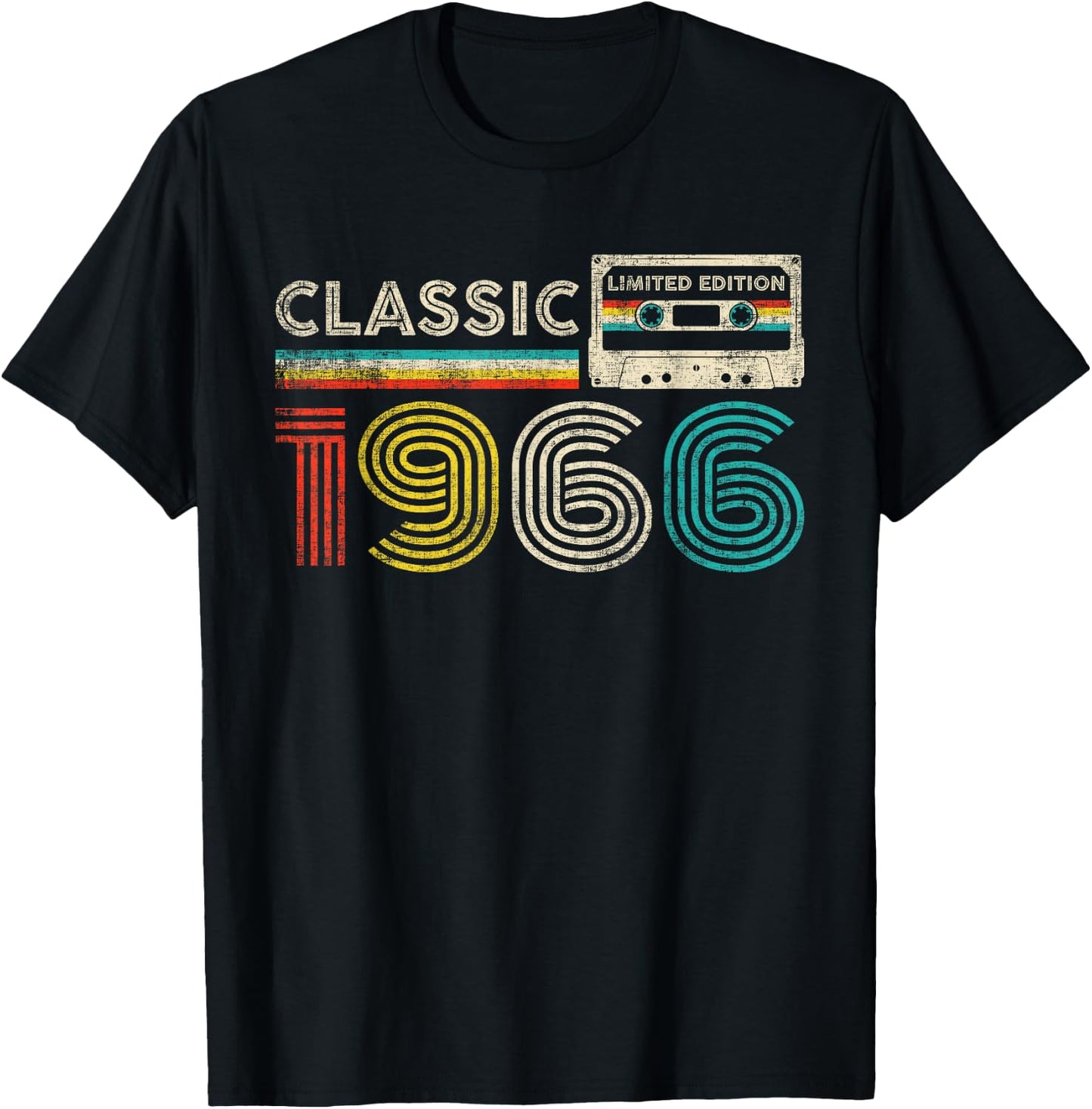 Classic 1966 Vintage 1966 Cassette Tape Men Women Birthday T-Shirt - T-Shirt | Black