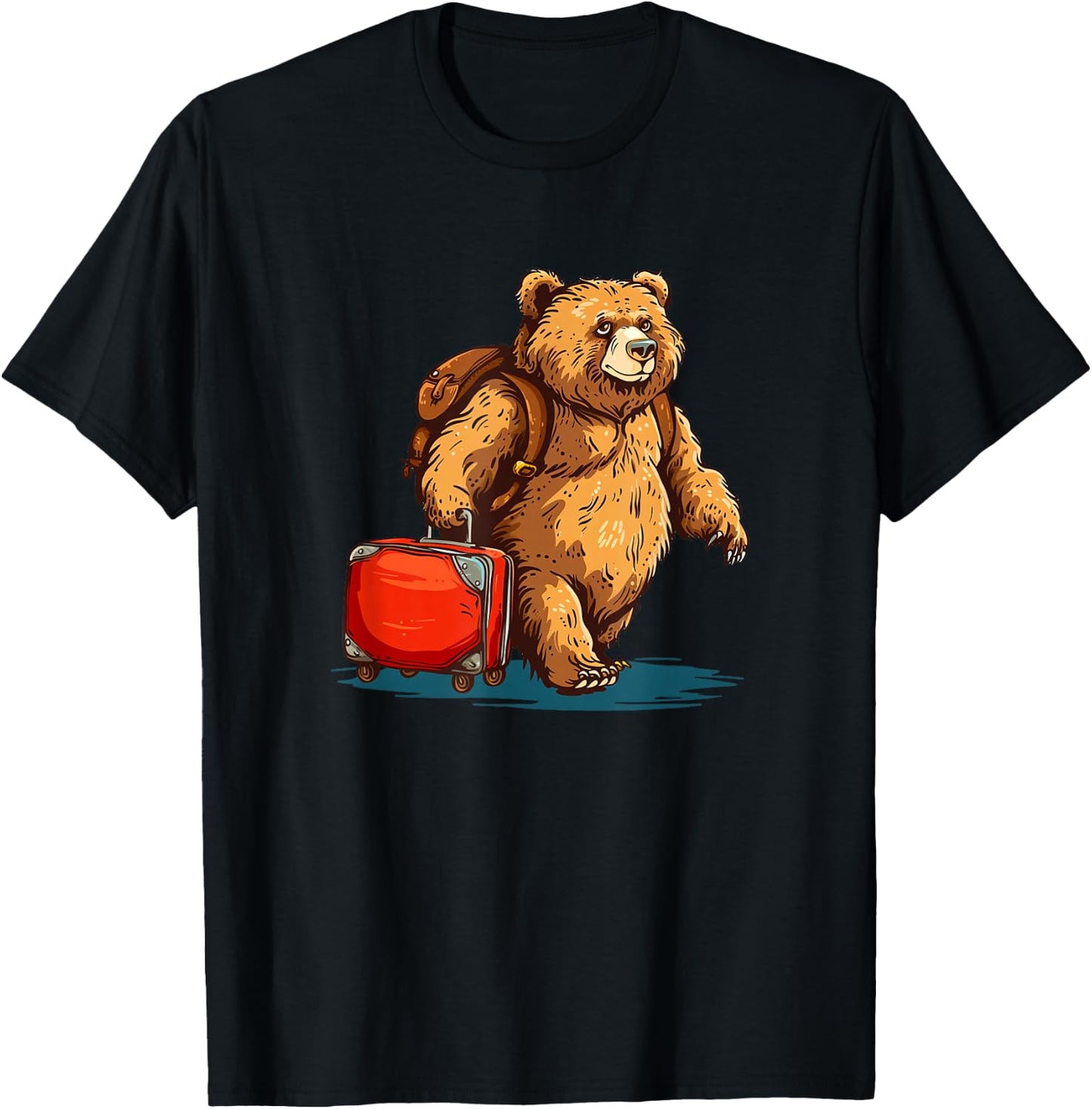 Sweet Traveling Bear with Suitcase for a Cheerful Look T-Shirt - T-Shirt | Black