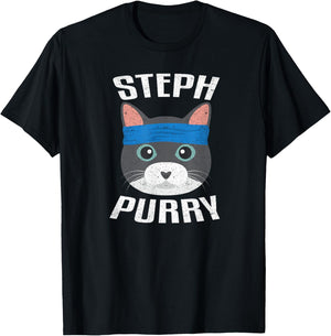 Steph Purry Cat - Funny Basketball Shirt T-Shirt - T-Shirt | Black