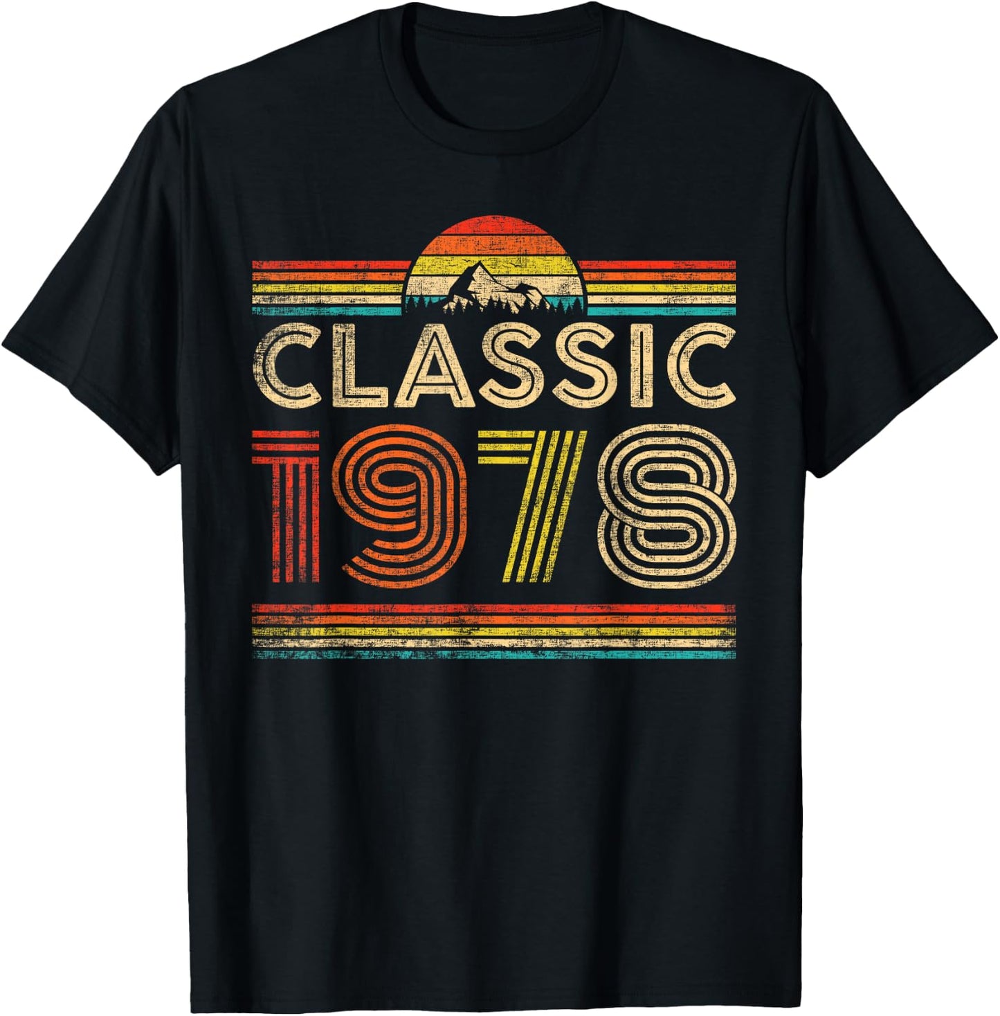 Classic 1978 Vintage 1978 Classic Year Men Women Birthday T-Shirt - T-Shirt | Black