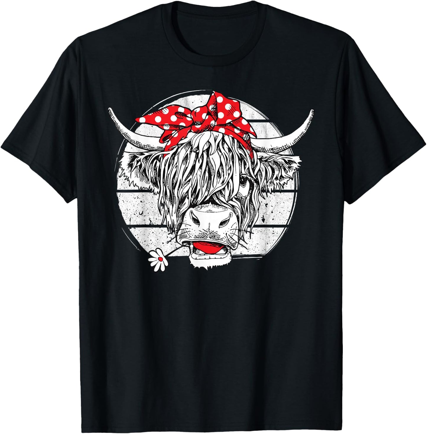 Scottish Highland Cow Cattle Hairy Cow Flowers Woman T-Shirt - T-Shirt | Black