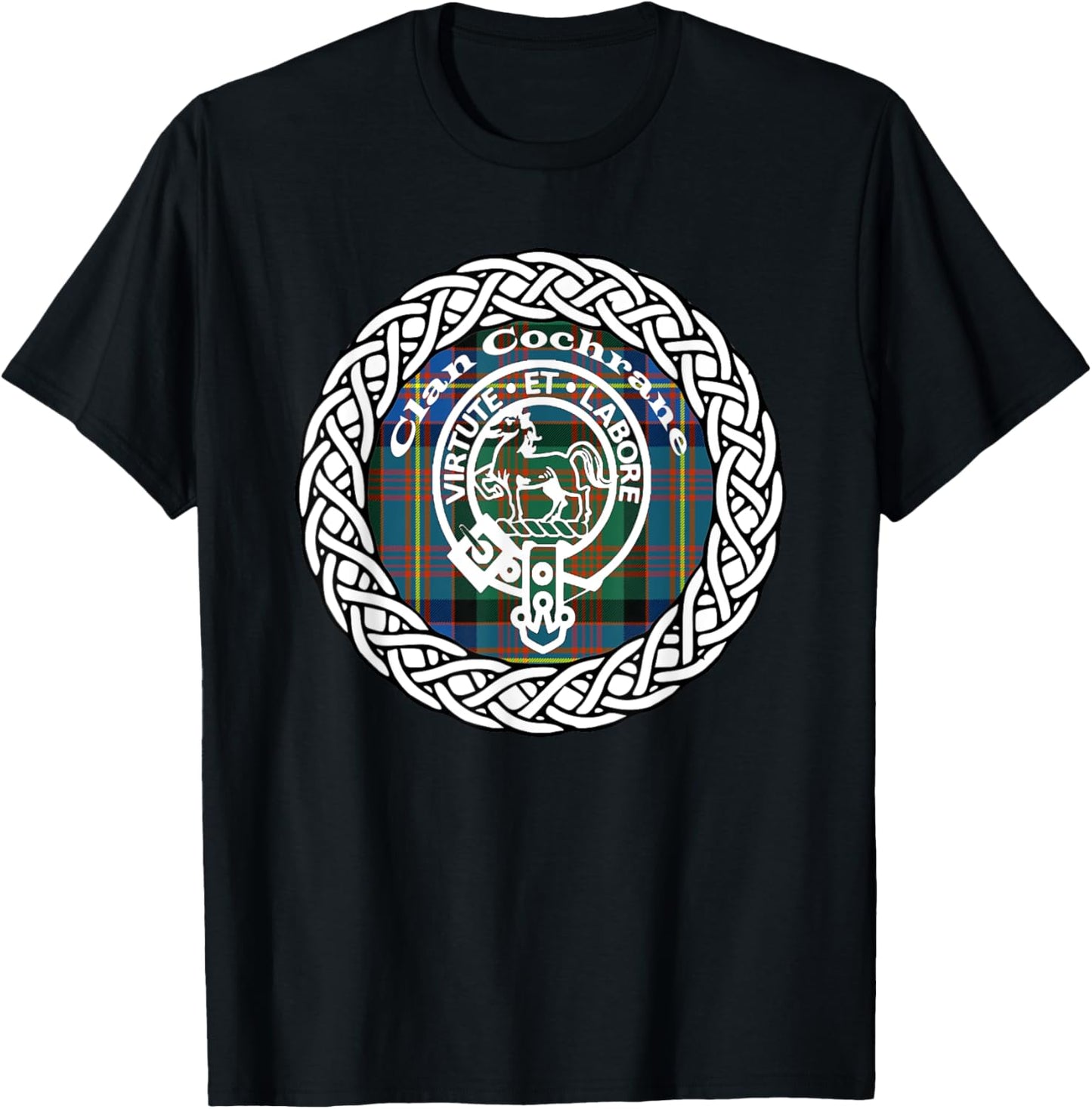 Cochrane surname Scottish clan tartan crest badge T-Shirt - T-Shirt | Black