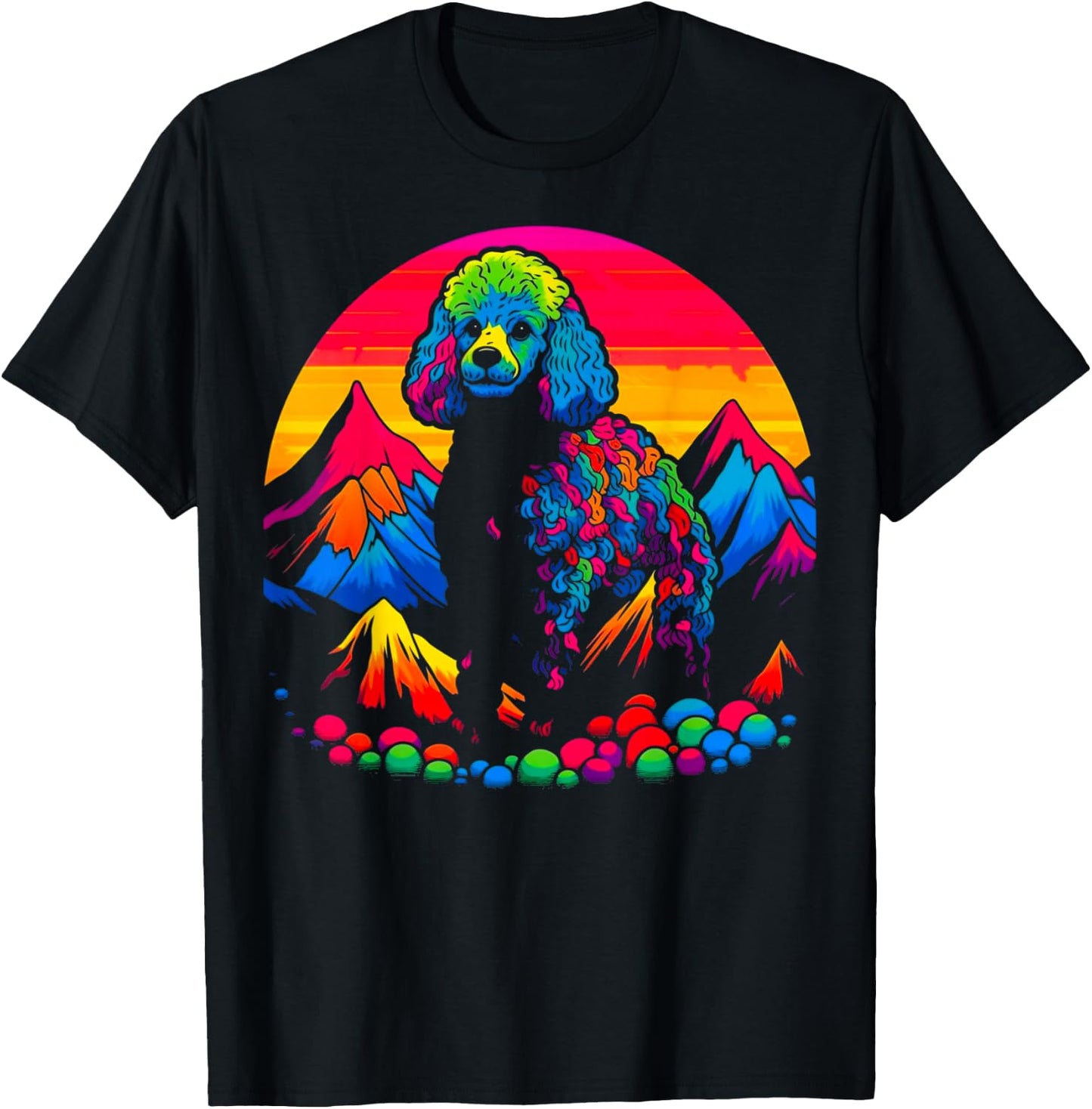 Pop Art Design Poodle Dog Hike T-Shirt - T-Shirt | Black