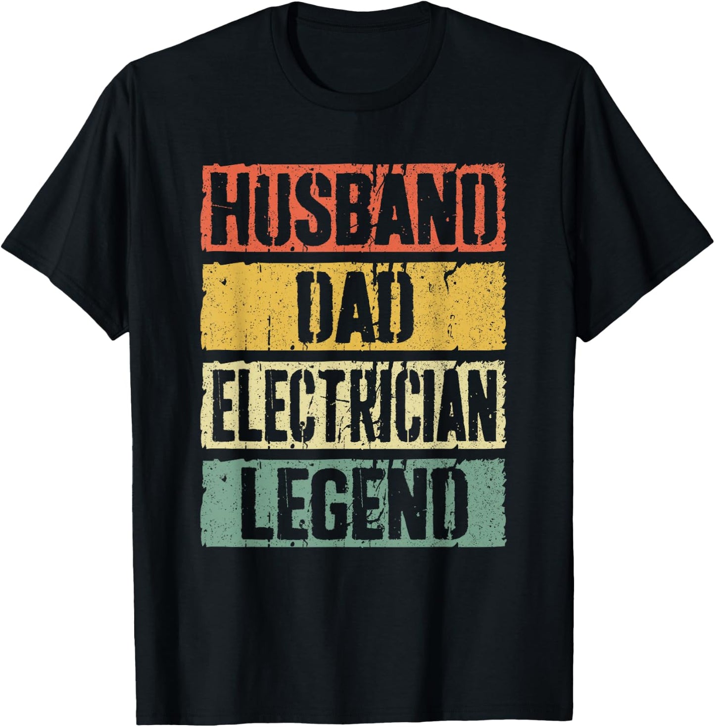 Husband Dad Electrician Legend Shirt Men Fathers Day T-Shirt - T-Shirt | Black