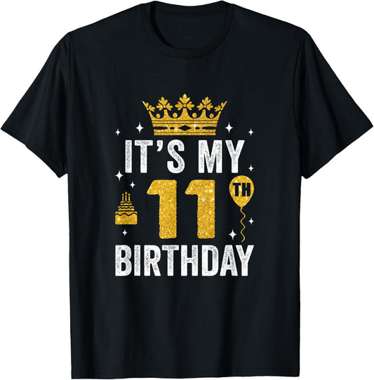 It's My 11Th Birthday Idea For 11 Years Boys And Girls T-Shirt - T-Shirt | Black