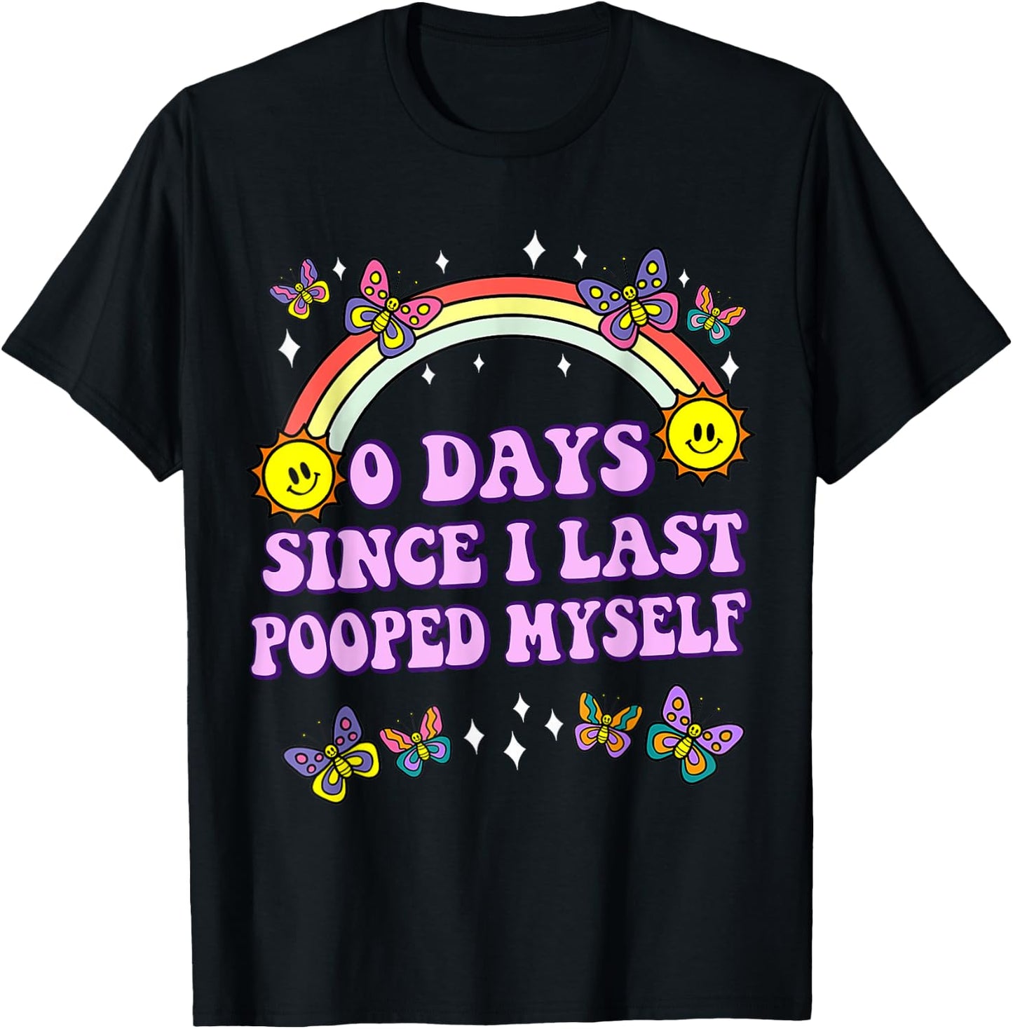 0 Days Since I Last Pooped Myself Funny Adult Humor Meme T-Shirt - T-Shirt | Black