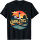 Connecticut Vintage Lighthouse Coastal Sunset Scenic T-Shirt - T-Shirt | Black