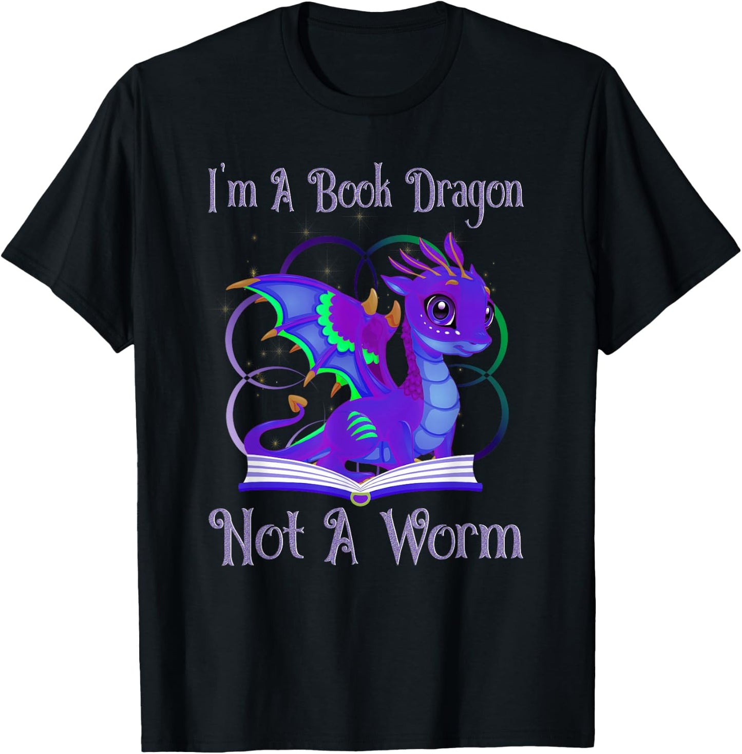 I'm a Book Dragon Not a Worm Funny Dragons Reading T-Shirt - T-Shirt | Black