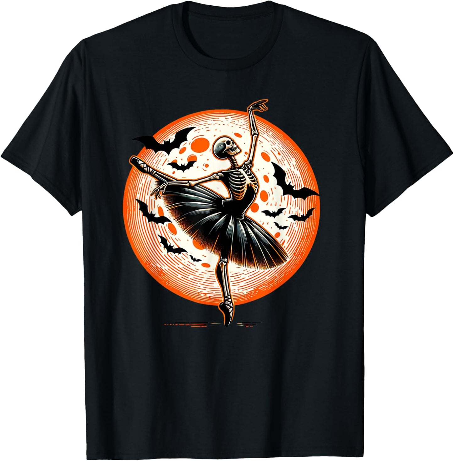 Vintage Dancing Skeleton Ballet Dance Halloween Women Girl T-Shirt - T-Shirt | Black