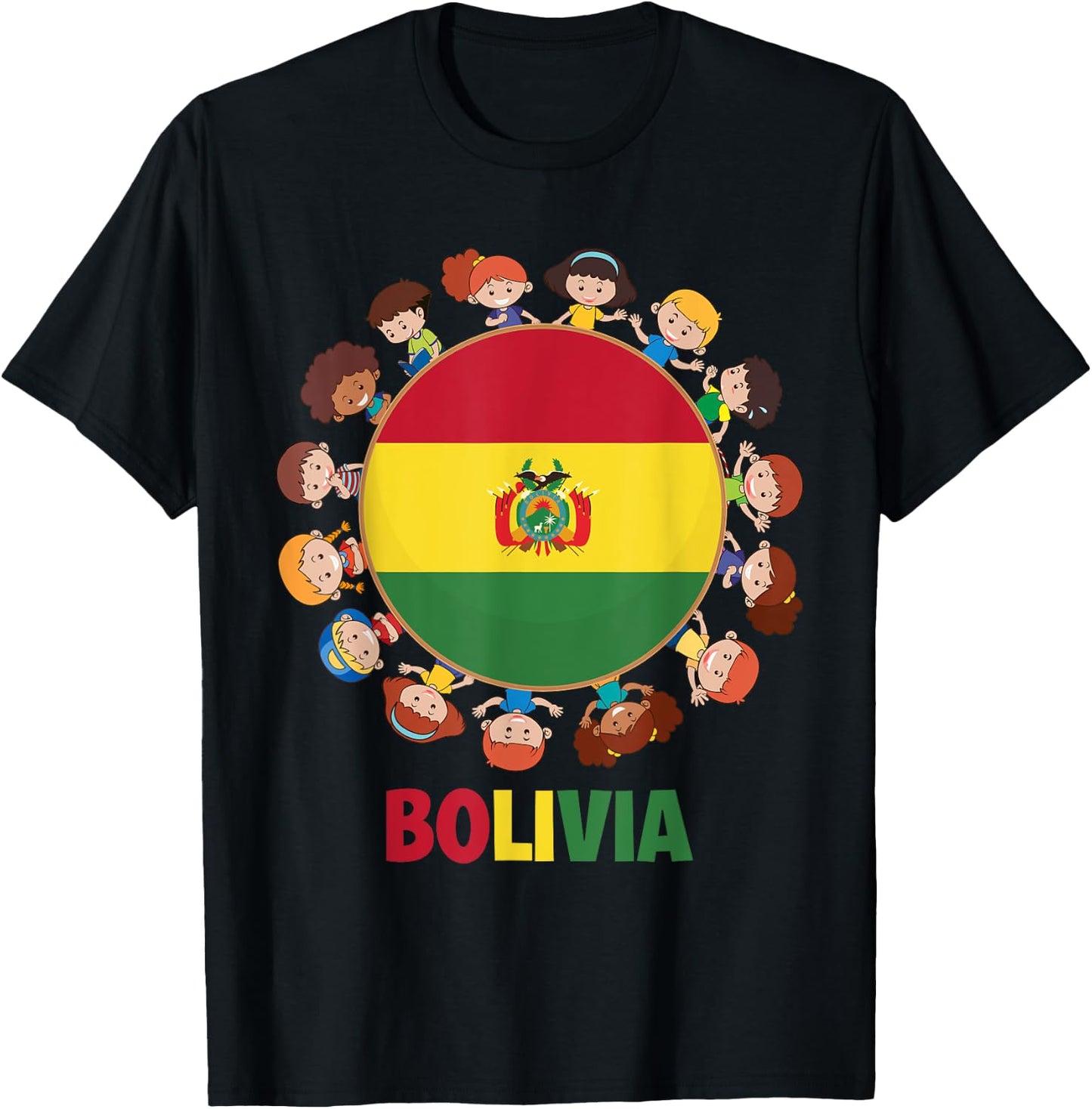 Bolivian Flag Hispanic Heritage Month Bolivia Kids Boy Girls T-Shirt - T-Shirt | Black