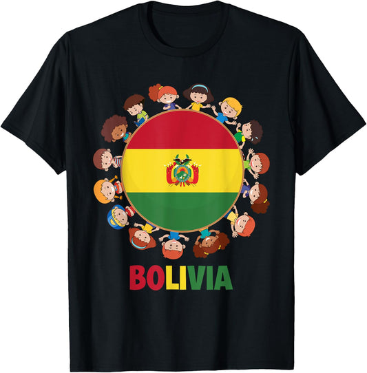 Bolivian Flag Hispanic Heritage Month Bolivia Kids Boy Girls T-Shirt - T-Shirt | Black