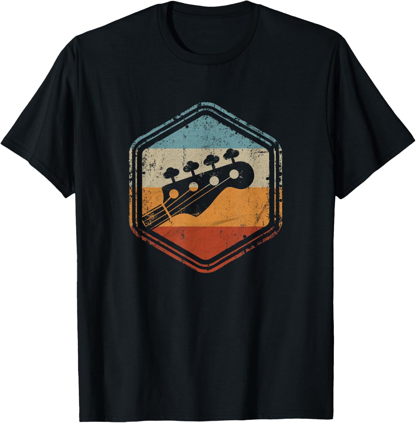 Bass Guitar Vintage Headstock for Bass Player Bassist T-Shirt - T-Shirt | Black
