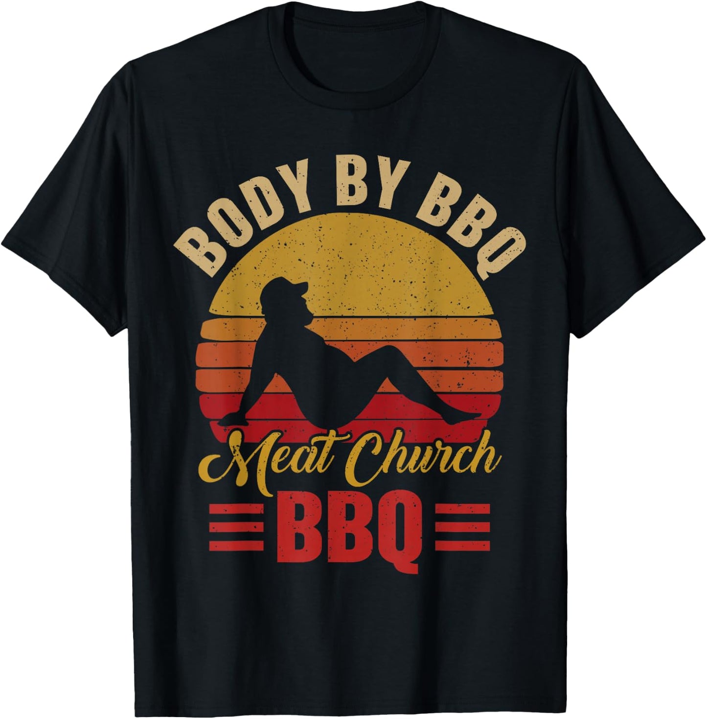 Body by BBQ Vintage Meat Church Grilling Barbecue T-Shirt - T-Shirt | Black