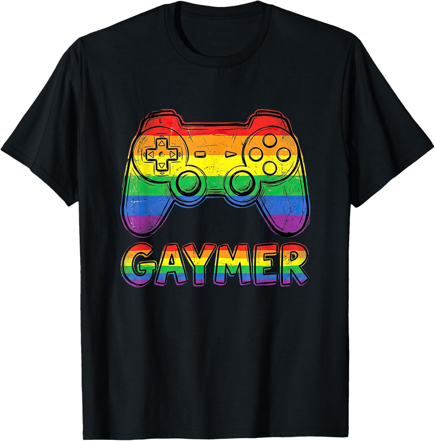 Gaymer Funny Gay Gamer Rainbow LGBTQ Pride Month Video Games T-Shirt - T-Shirt | Black