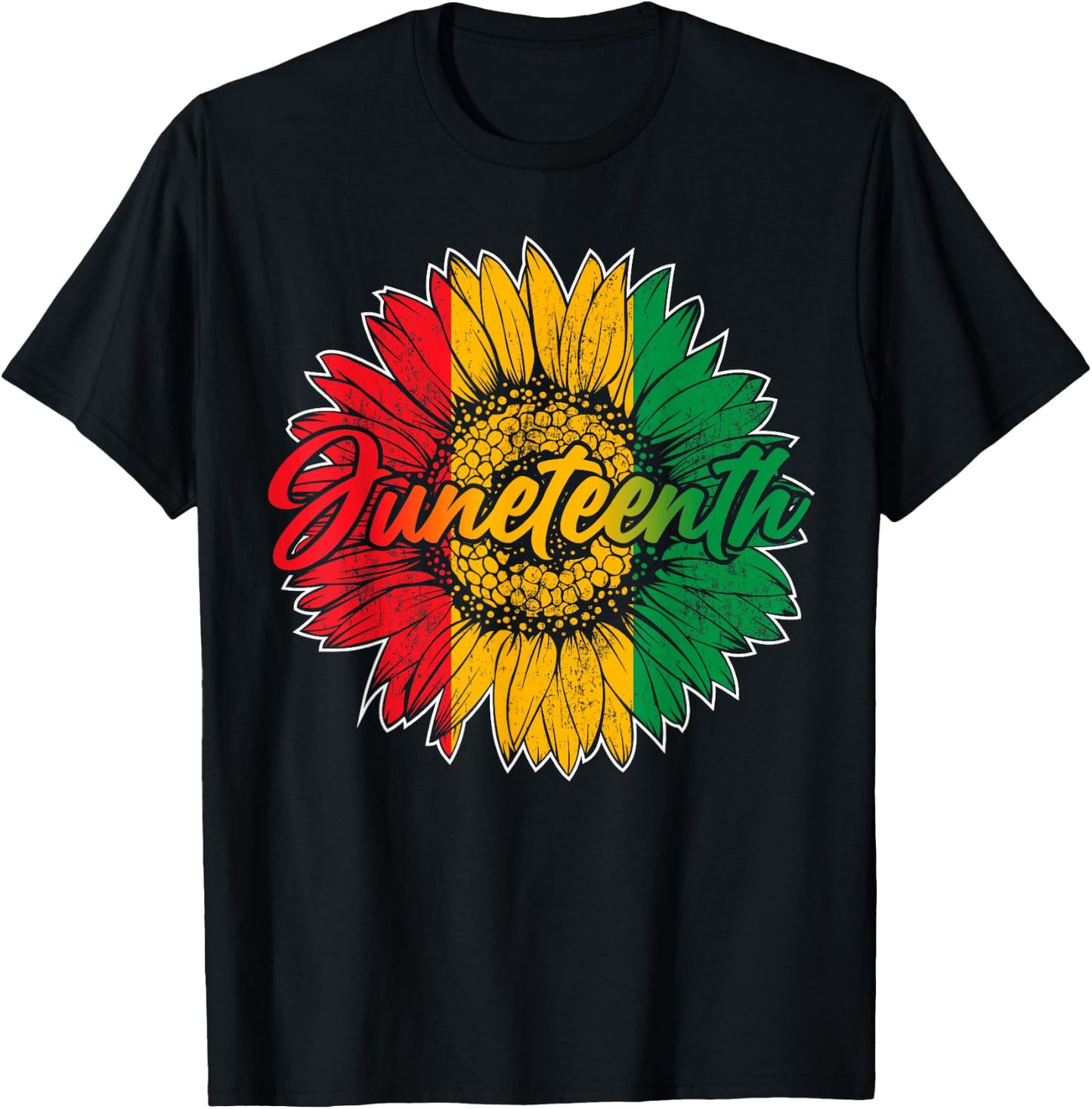 Juneteenth Sunflower African American Women Men Juneteenth T-Shirt - T-Shirt | Black