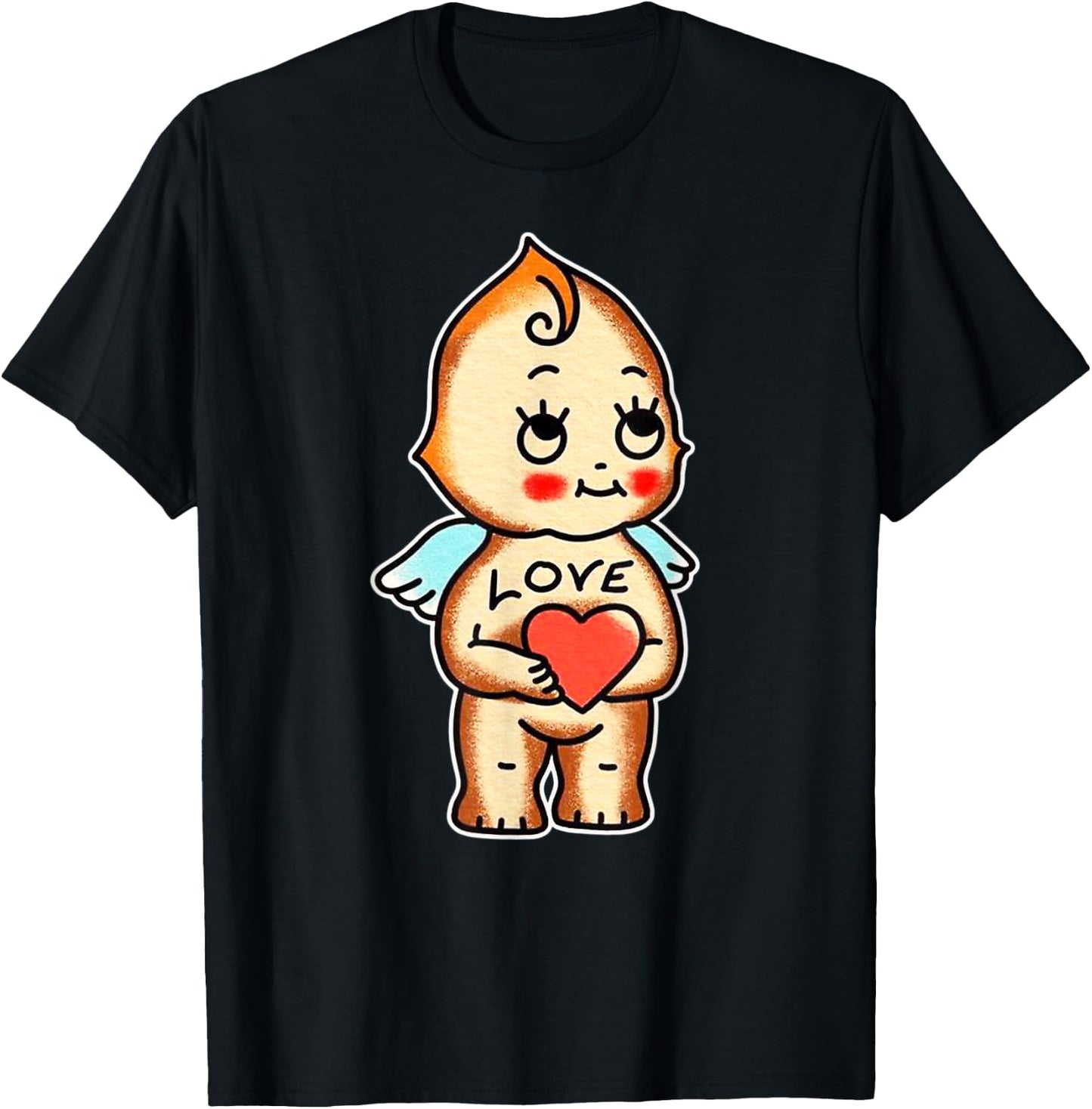 Urban Empyre Kewpie Baby Angel Cherub Cupid Love Traditional Tattoo Flash , Small T-Shirt - T-Shirt | Black