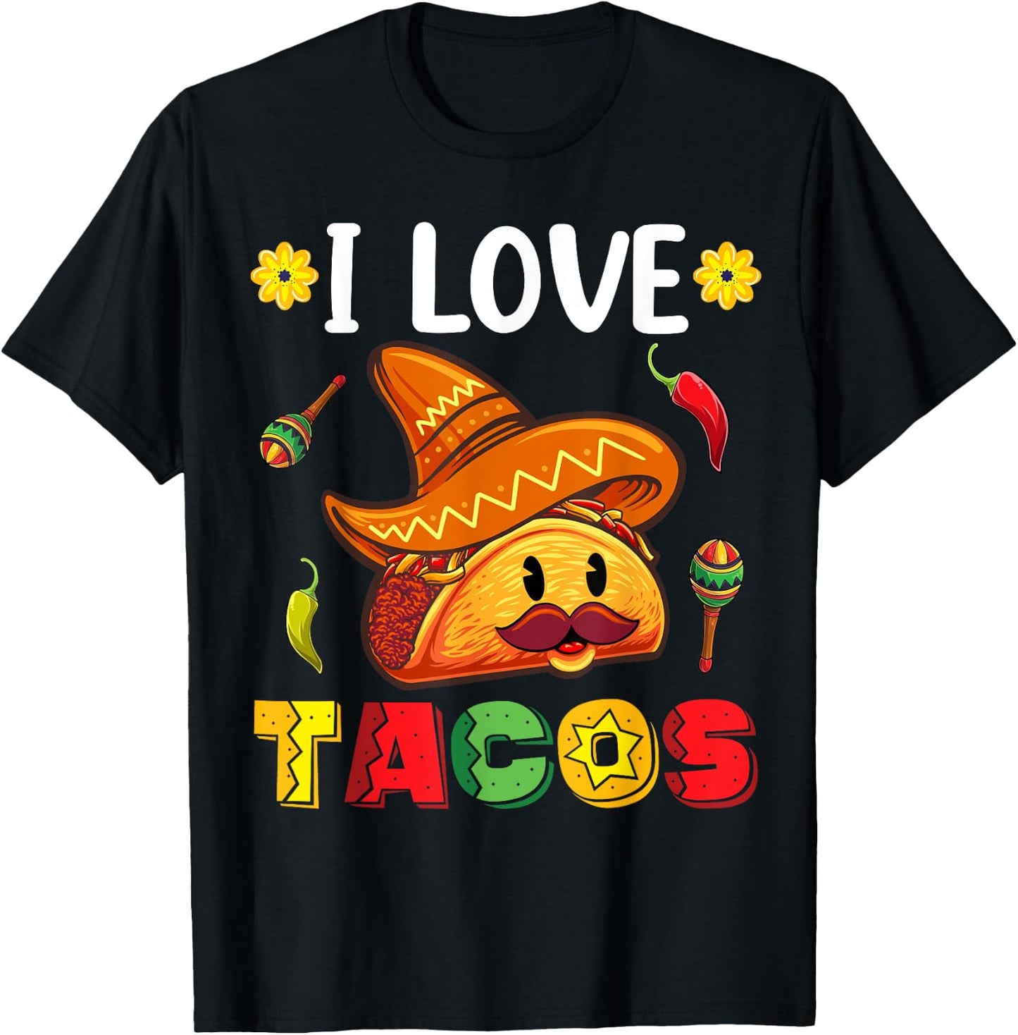 Kids Cinco De Mayo Shirt For Toddlers, I Love Tacos T-Shirt - T-Shirt | Black