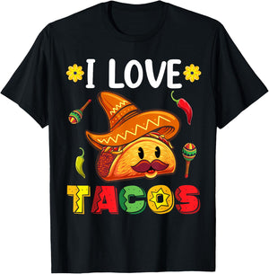 Mexican Cinco De Mayo Shirt I Love Tacos T-Shirt - T-Shirt | Black