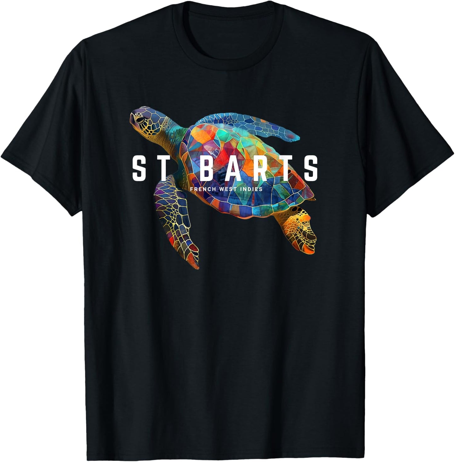 St Barts Caribbean Vintage St. Barths Ocean Sea Turtle T-Shirt - T-Shirt | Black