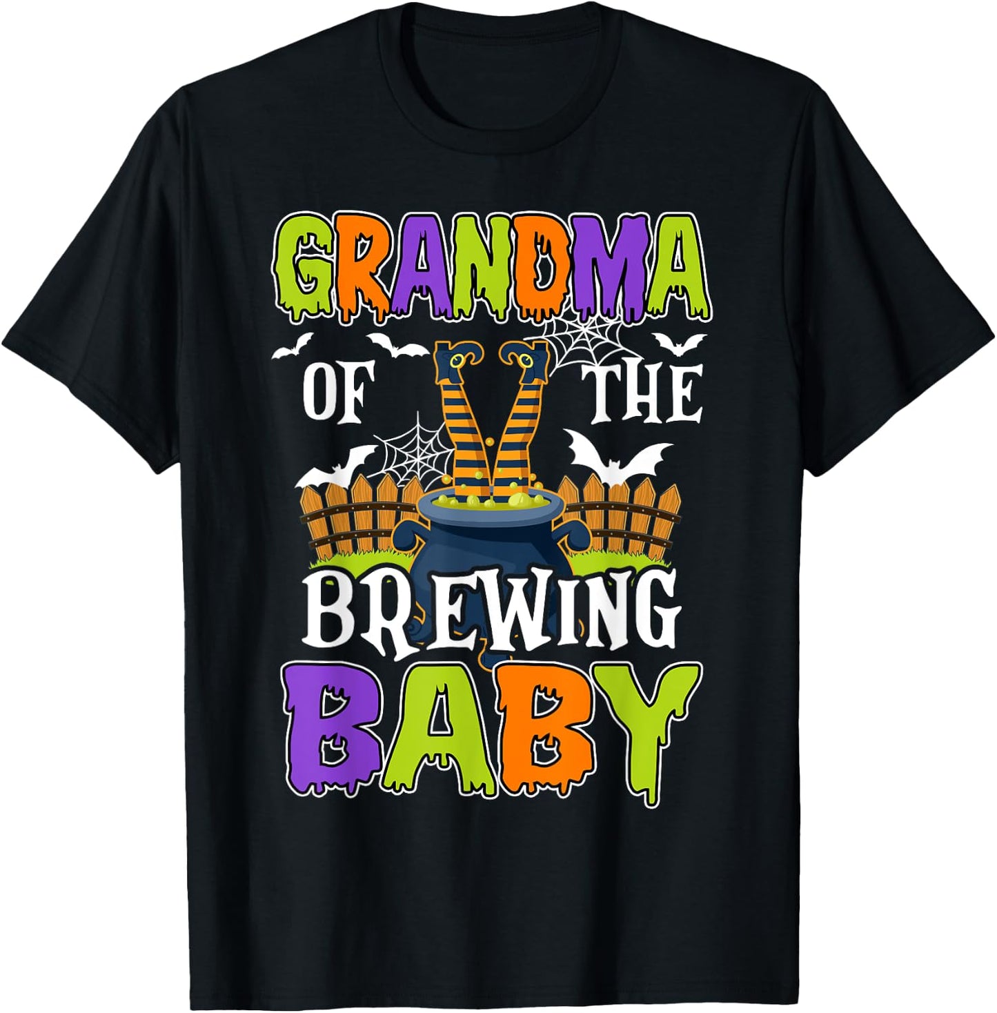 Grandma Of The Brewing Baby Halloween Witch Baby Funny T-Shirt - T-Shirt | Black