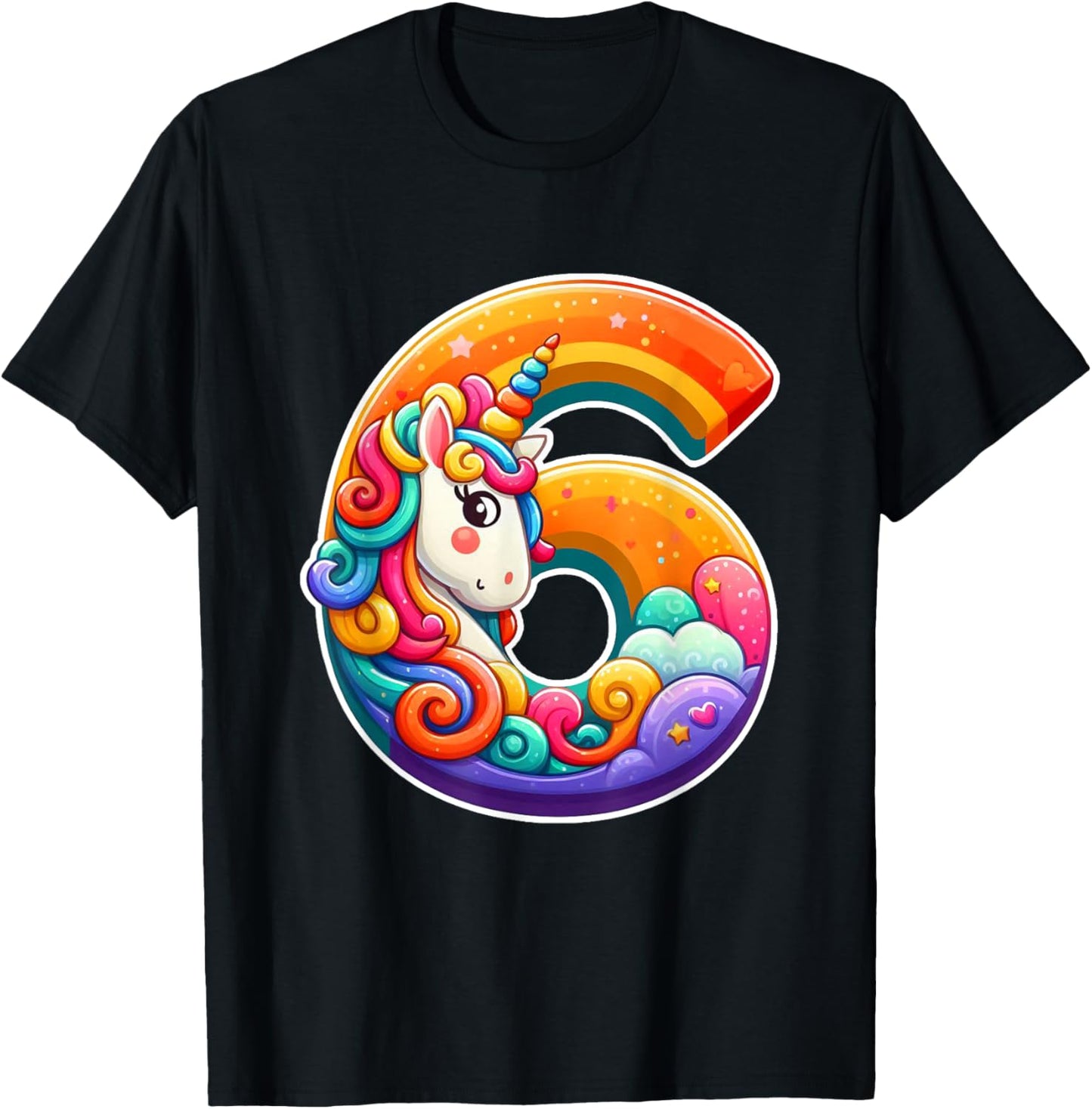 Unicorn 6th Birthday Girl 6 Years Old T-Shirt - T-Shirt | Black