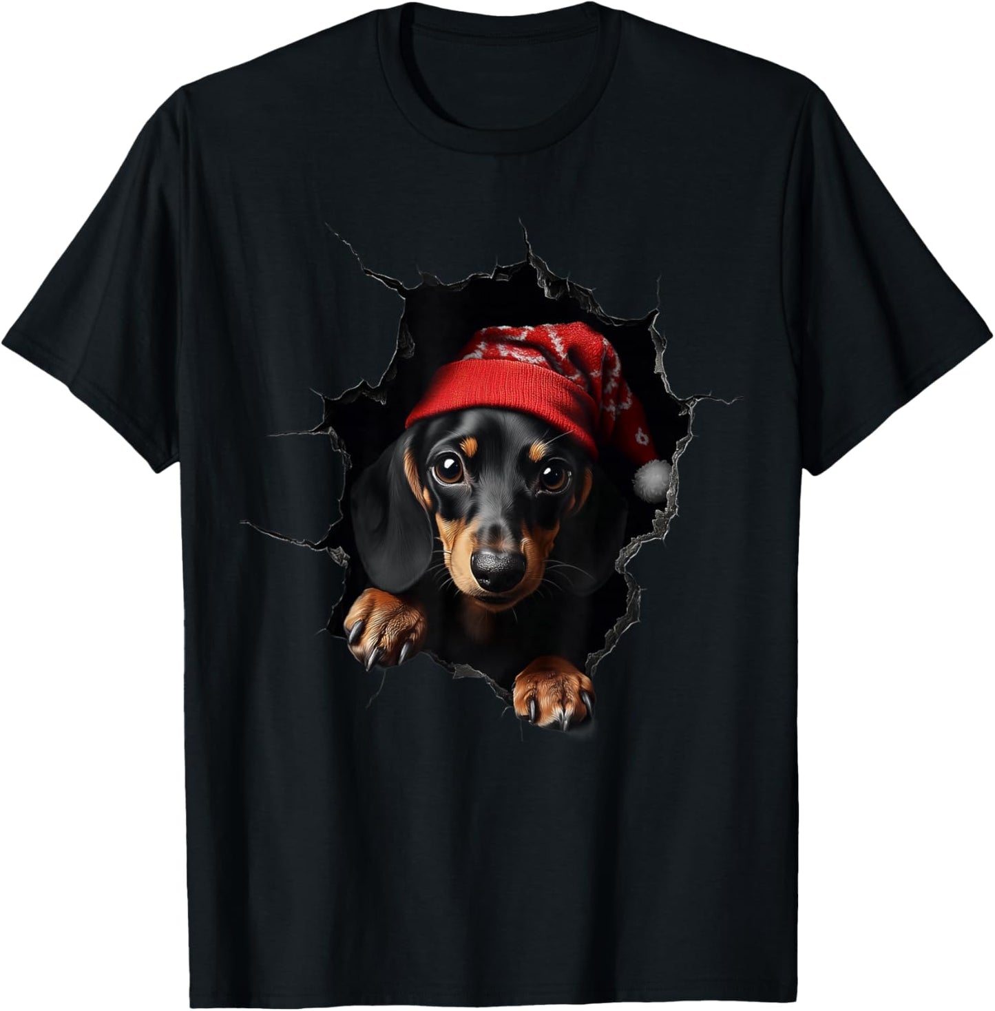 Funny Christmas Dog Lover Dog Owner Xmas Dachshund Dogs T-Shirt - T-Shirt | Black
